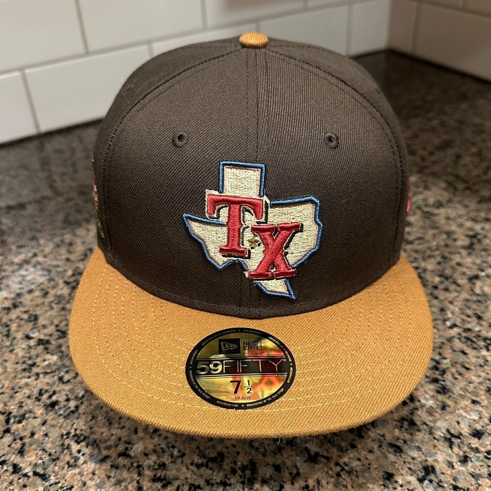 Texas Rangers New Era 59FIFTY Hat 7 1/2 Brown Tan 2020 Inaugural Season New